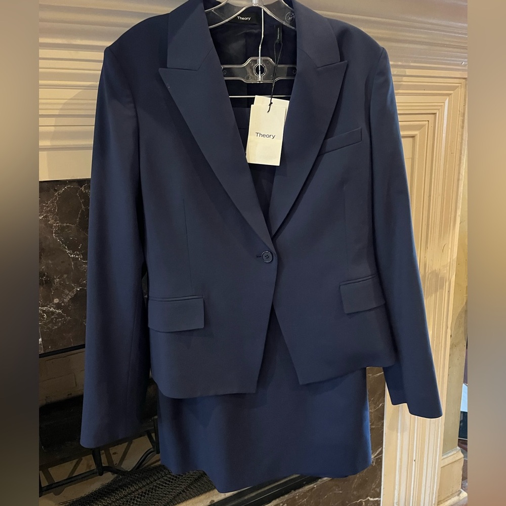 NWT Theory Navy Blazer and Skirt Set
